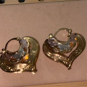 Oro laminado Elegant Gold and Silver Heart Earrings